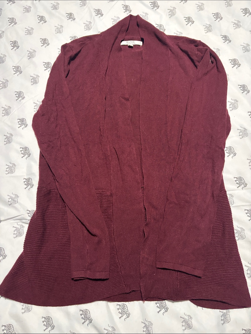 ALFRED SUNG Open-Front Cardigan - Burgundy